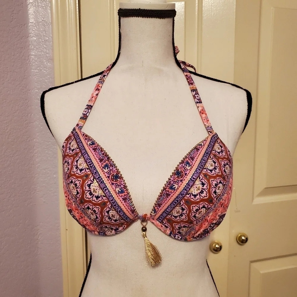 🔥 NWOT Shade & Shore Women's Tassel Bikini Top 38B